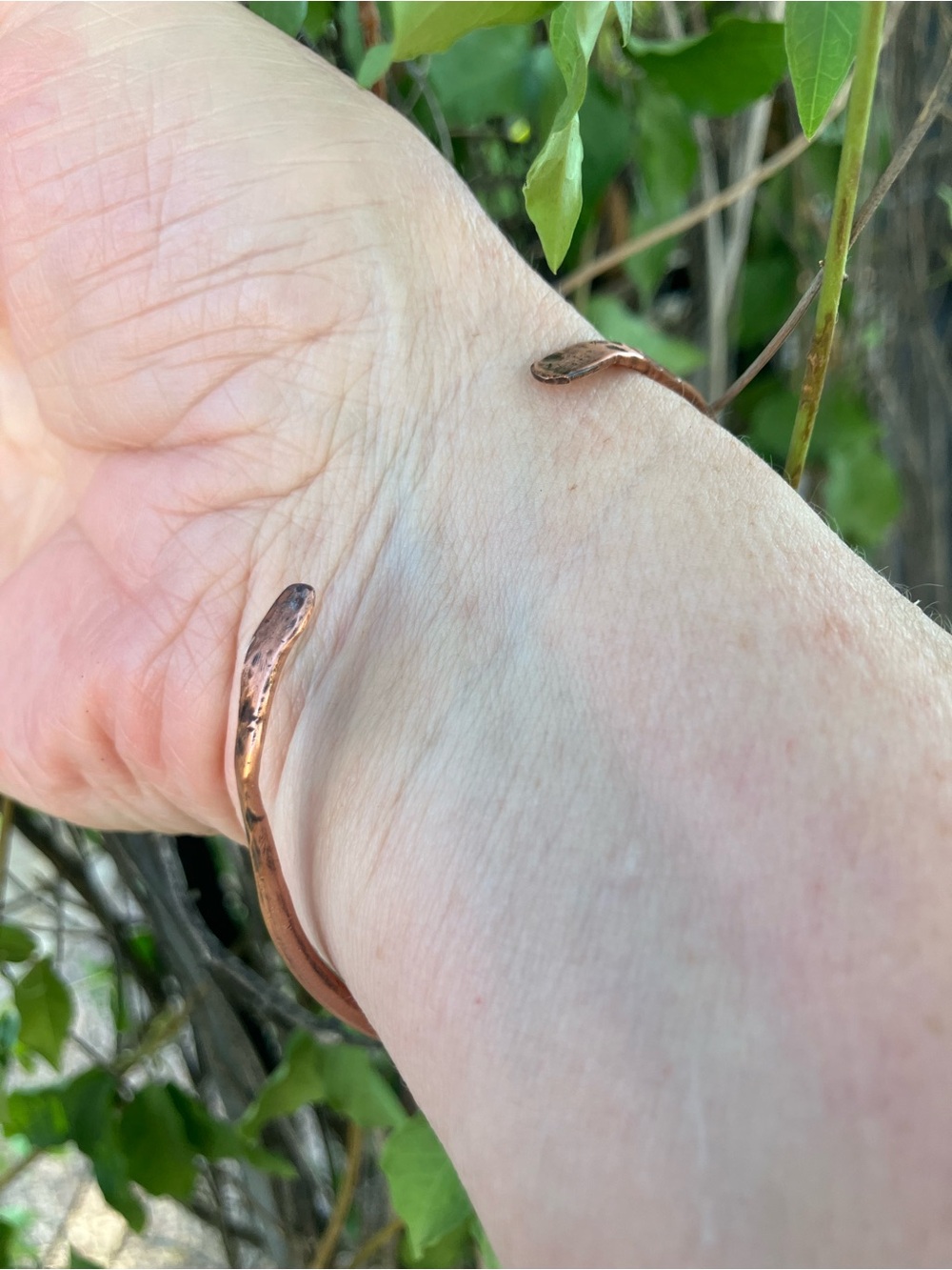 Delicate Hand Crafted Hammered Copper Bangle - Picture 5 of 6